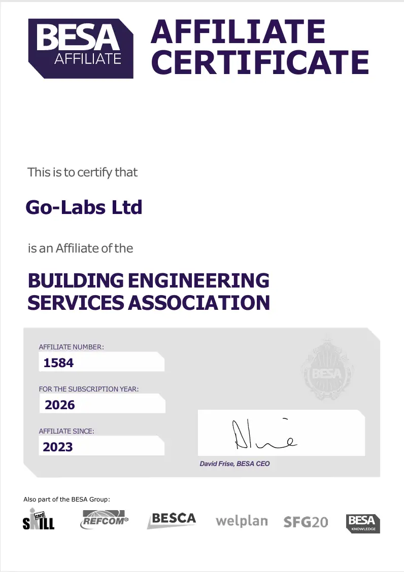 BESA Affiliate Certificate 2026 for Go-Labs Ltd